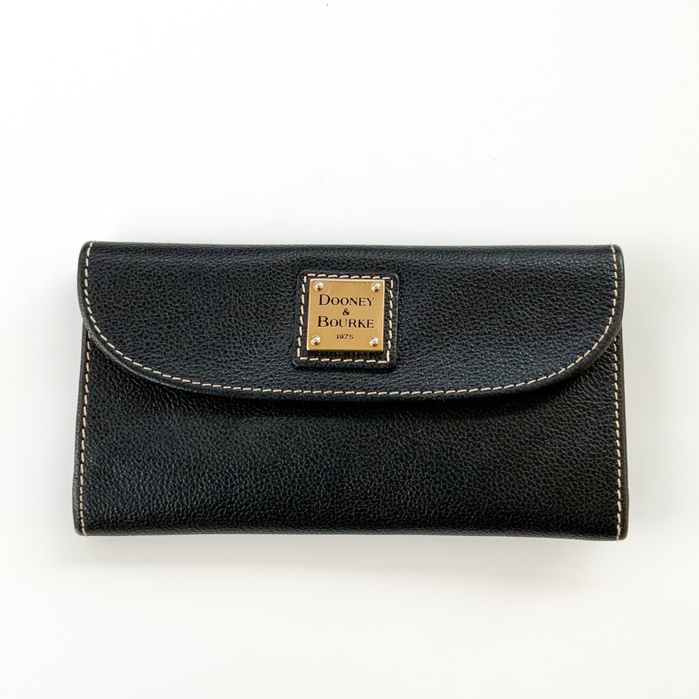 Dooney & Bourke Black Trifold Pebbled Leather Wallet